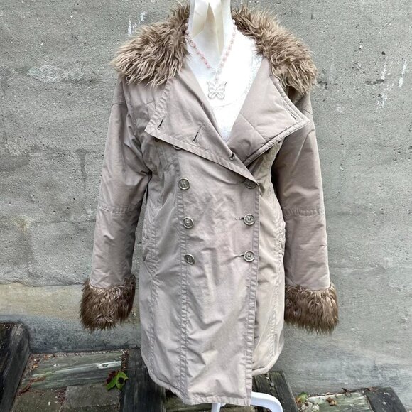 Y2K Vintage Faux-Fur-Trim Jacket / Coat - Picture 1 of 8